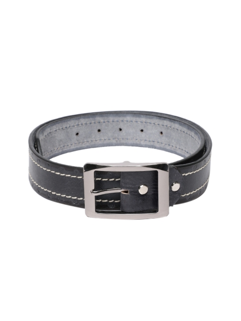 

SPYKAR Men Black & Grey Solid Leather Belt