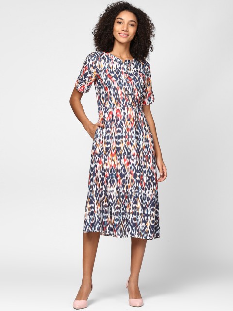 

Harpa Women Multicoloured Printed Fit and Flare Dress, Multi