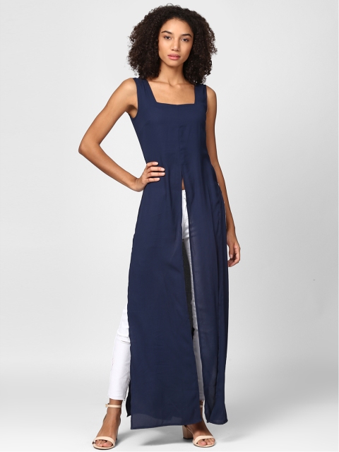 

Harpa Women Navy Blue Solid Maxi Top