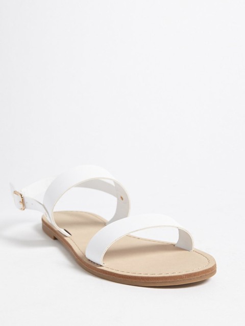 

FOREVER 21 Women White Solid Open Toe Flats