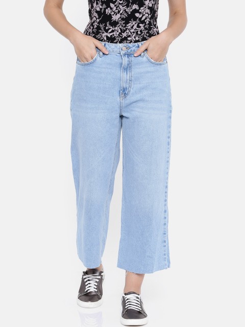 

FOREVER 21 Women Blue Flared High-Rise Clean Look Jeans