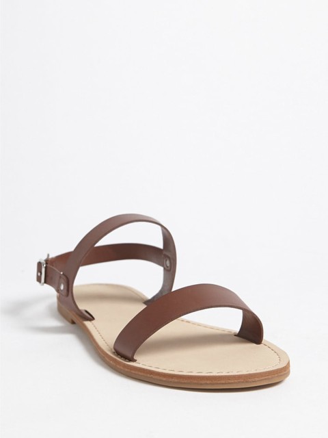 

FOREVER 21 Women Brown Solid Open Toe Flats