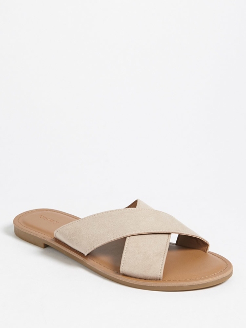 

FOREVER 21 Women Beige Solid Open Toe Flats