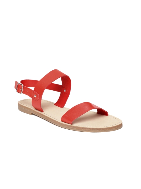 

FOREVER 21 Women Red Solid Open Toe Flats