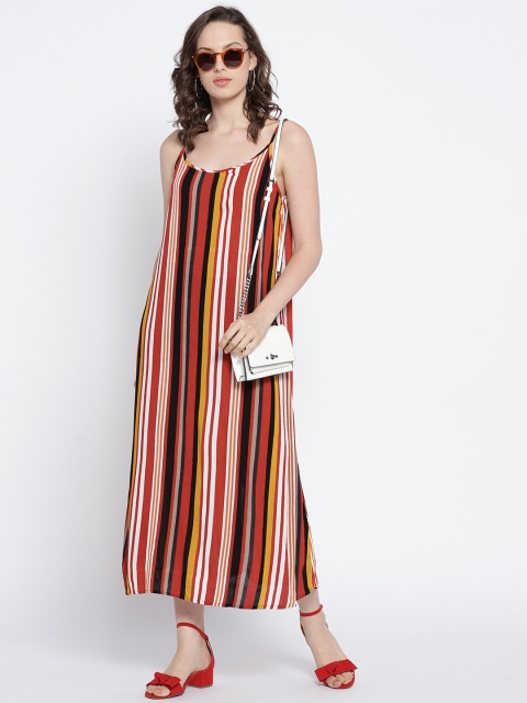 

FOREVER 21 Women Rust Striped Maxi Dress
