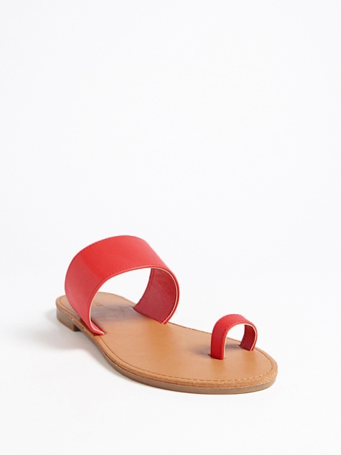 

FOREVER 21 Women Red Solid One Toe Flats