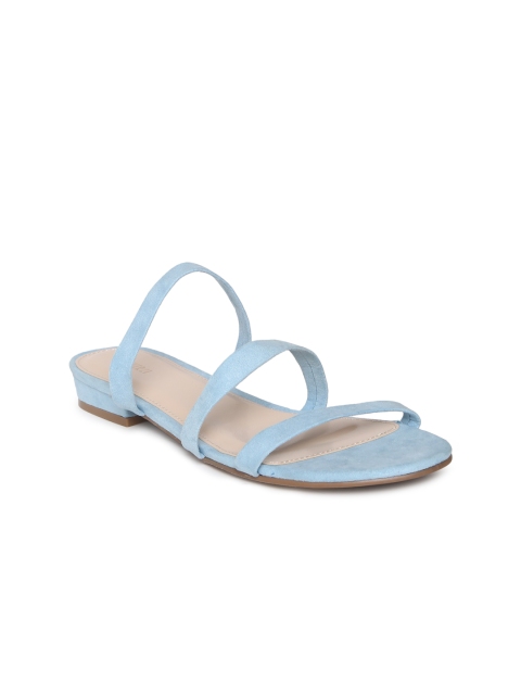 

FOREVER 21 Women Blue Solid Suede Open Toe Flats