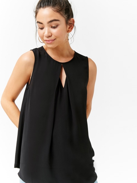 

FOREVER 21 Women Black Solid A-Line Top