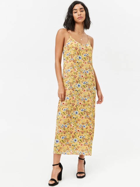 

FOREVER 21 Women Yellow Printed Maxi Dress