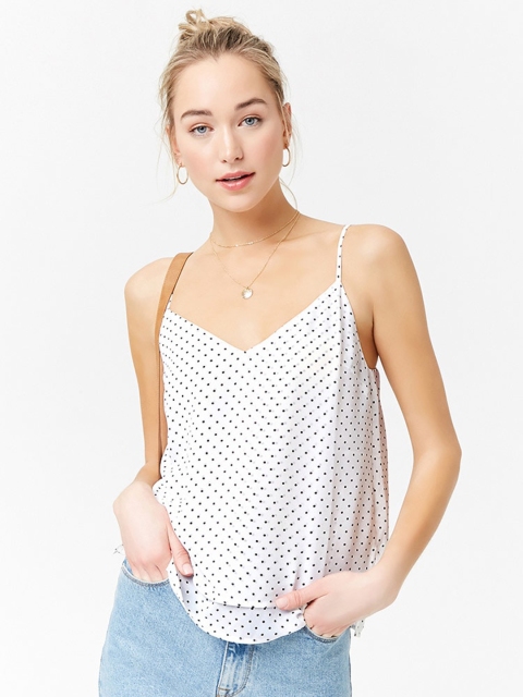 

FOREVER 21 Women White & Black Printed Top