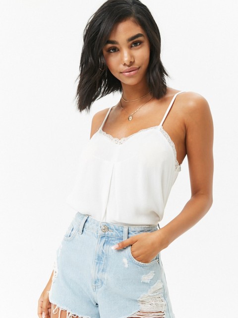 

FOREVER 21 Women White Solid Top