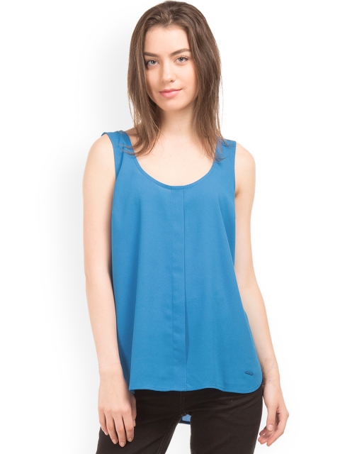 

Nautica Women Blue Solid High-Low Top
