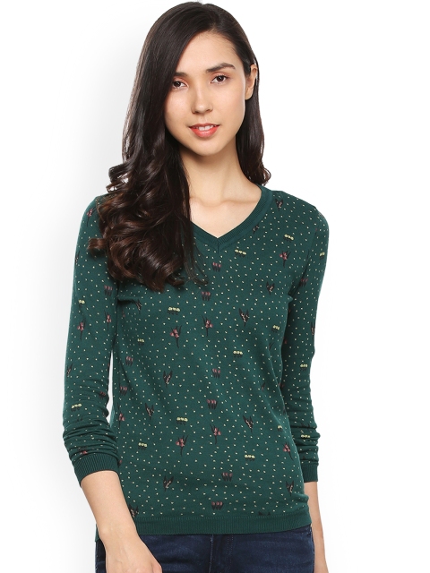 

Allen Solly Woman Green Printed Pure Cotton Top