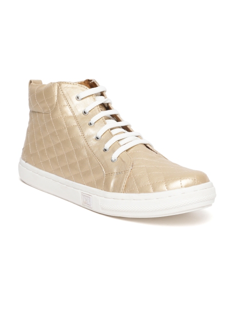 

Carlton London Women Gold-Toned Solid Mid-Top Sneakers