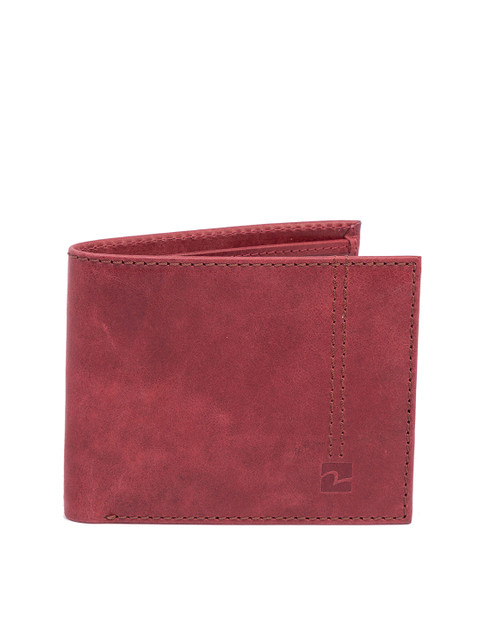 

SPYKAR Men Red Solid Two Fold Leather Wallet