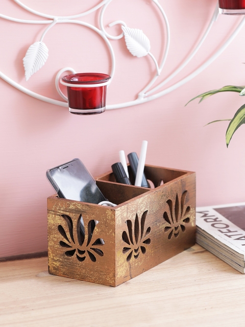 

Home Sparkle Brown Wooden Desk Organiser