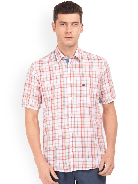 

Arrow Men White Red Regular Fit Checked Casual Sustainable Shirt
