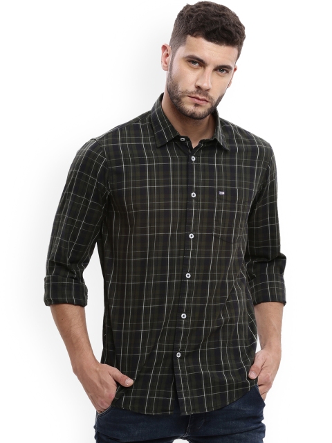 

Arrow Men Green & Black Regular Fit Checked Casual Shirt