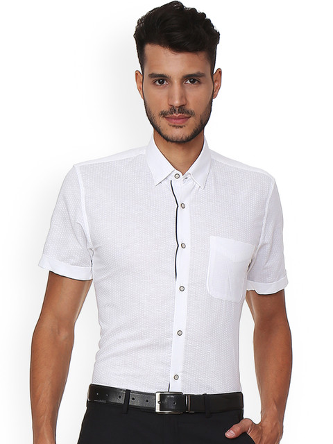 

Peter England Men White Slim Fit Self Design Formal Shirt