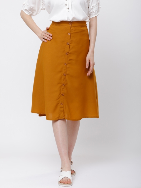 

Tokyo Talkies Women Mustard Yellow Solid A-Line Skirt