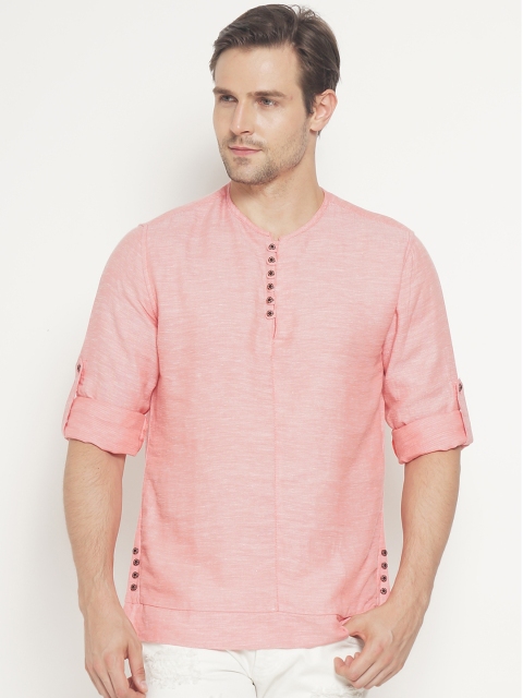 

The Indian Garage Co Men Pink Woven Design Straight Kurta