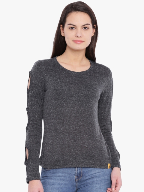 

Campus Sutra Women Charcoal Solid Top