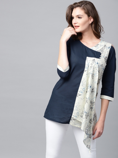 

Nayo Navy Blue & Off-White Printed Tunic