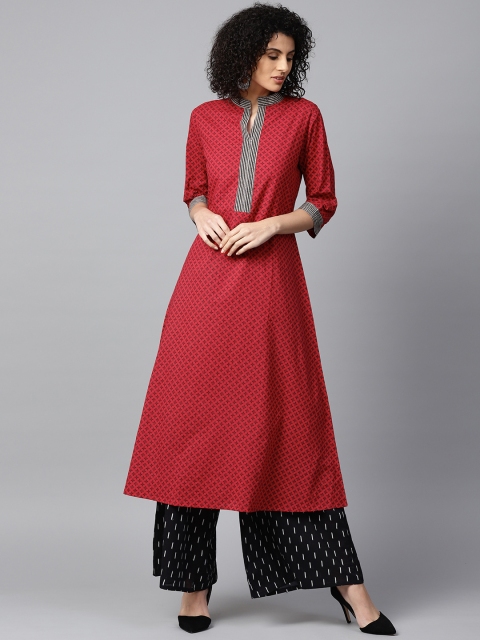 

Nayo Women Red & Black Printed Kurta with Palazzos
