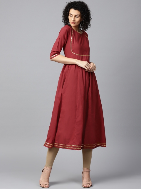 

Nayo Women Red Yoke Design Anarkali Kurta