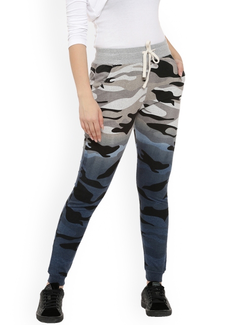 

Campus Sutra Women Blue, Grey & Black Ombre & Camouflage Print Joggers