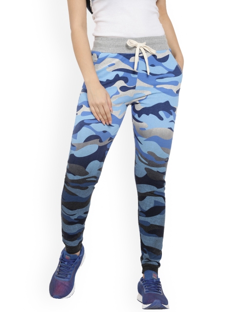 

Campus Sutra Women Blue, Grey & Black Ombre & Camouflage Print Joggers