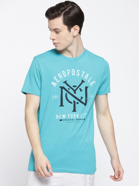 

Aeropostale Men Blue Printed Round Neck T-shirt
