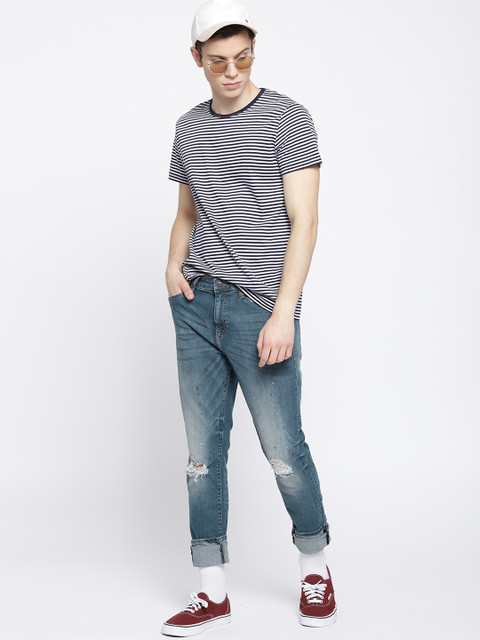

Aeropostale Men Blue Super Skinny Fit Mid-Rise Low Distress Stretchable Jeans