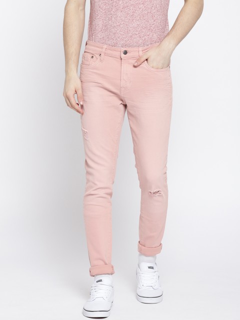 

Aeropostale Men Pink Super Skinny Fit Mid-Rise Low Distress Jeans