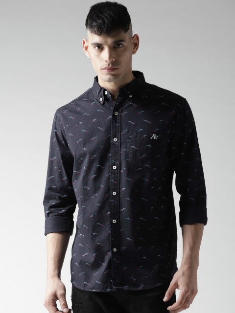 

Aeropostale Men Navy Regular Fit Printed Casual Shirt, Navy blue