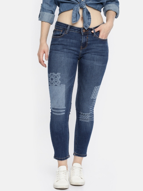 

Jealous 21 Women Blue Mid-Rise Clean Look Stretchable Cropped Jeans
