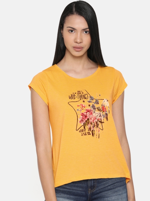 

Jealous 21 Women Mustard Yellow Printed Top