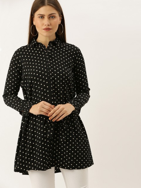 

Jealous 21 Women Black & White Printed Shirt Style Top