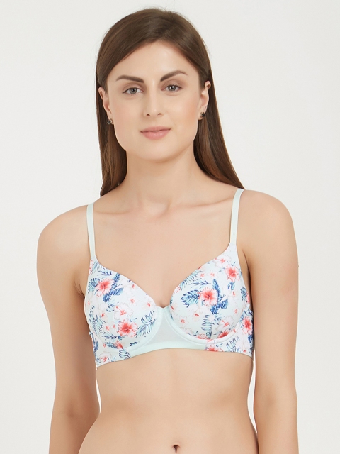 

Soie Blue & White Floral Print Underwired Lightly Padded T-shirt Bra FB-536