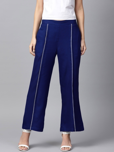 

Nayo Women Blue Solid Wide Leg Palazzos