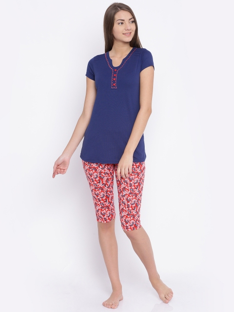 

Sweet Dreams Red & Navy Printed Nightsuit 2368G7