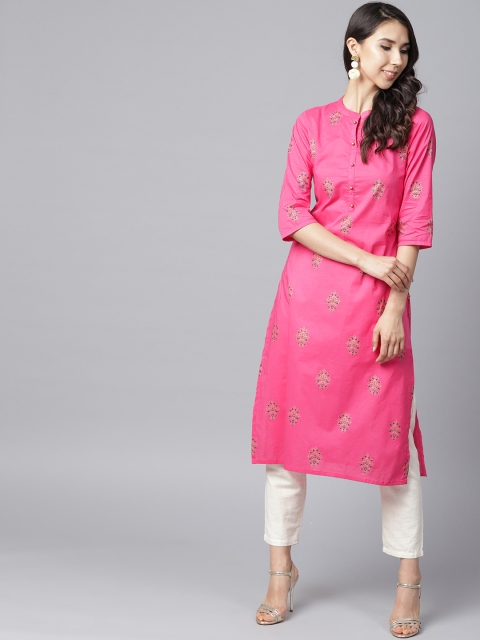 

Shree Women Pink Printed Straight Kurta