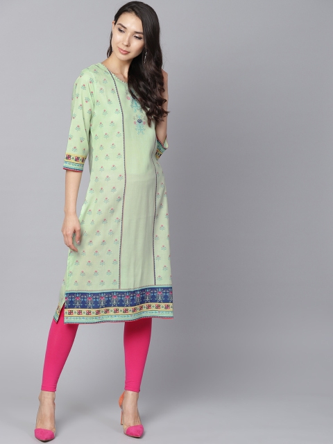 

Shree Women Mint Green Printed Straight Kurta