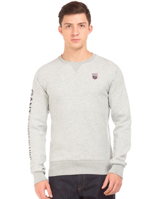 

GANT Men Grey Solid Sweatshirt