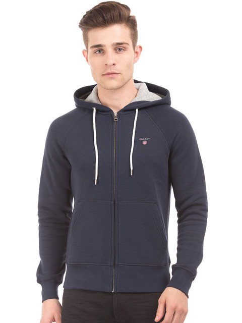 

GANT Men Blue Solid Hooded Sweatshirt