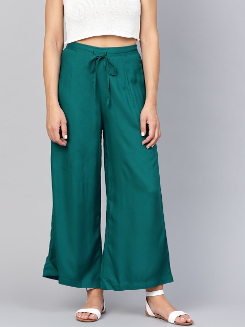 

Shree Women Teal Green Solid Flared Palazzos