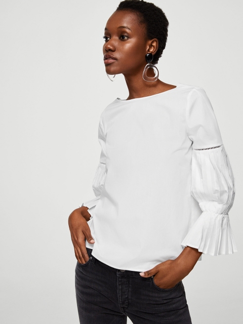 

MANGO Women White Solid Top