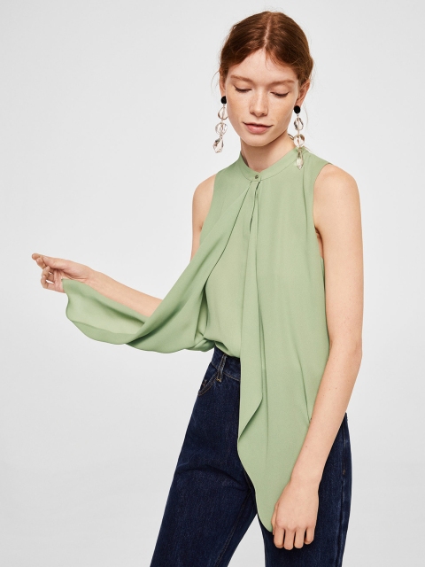 

MANGO Women Green Solid Layered Top