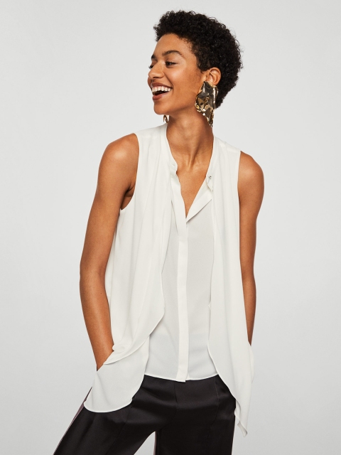 

MANGO Women White Solid Shirt Style Top