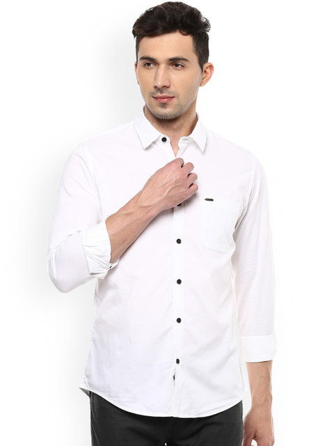 

Peter England Casuals Men White Slim Fit Solid Casual Shirt